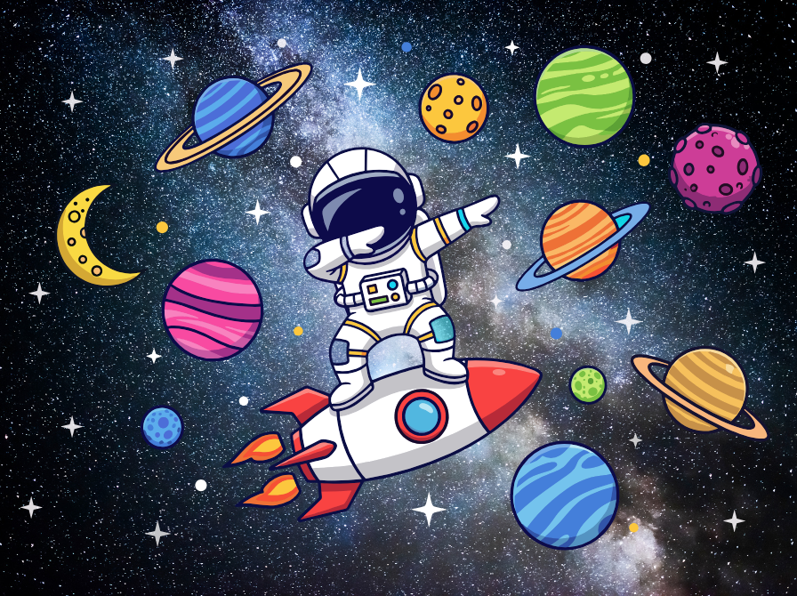 Rumraket med astronaut på